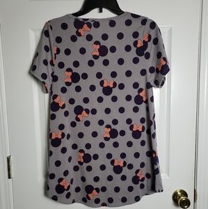 LULAROE Womens Minnie Mouse Classic Tee Top Short Sleeve Gray Purple
